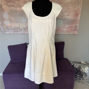 Vince Camuto White  A-Line texture Flutter Sleeve Mini White‎ Dress Size 12